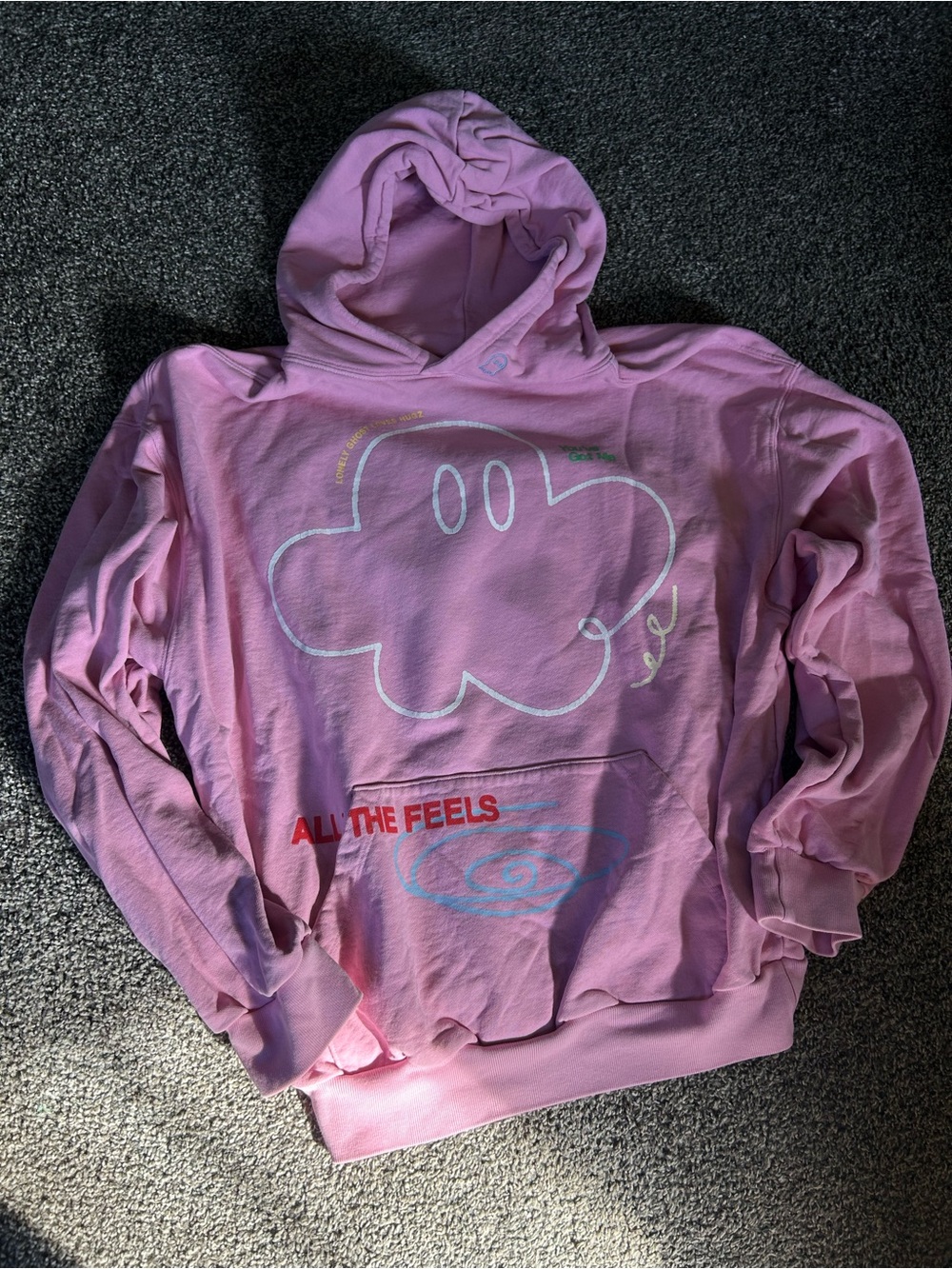LONELY GHOST Light Pink Cloud Graphic Hoodie